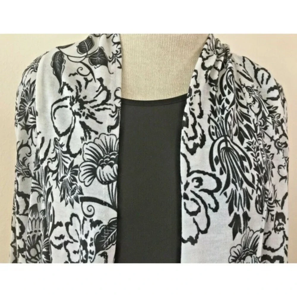 Sara Morgan Open Cardigan‎ Attached Tank L Floral Artsy Boho Office Work Preppy - Picture 3 of 7